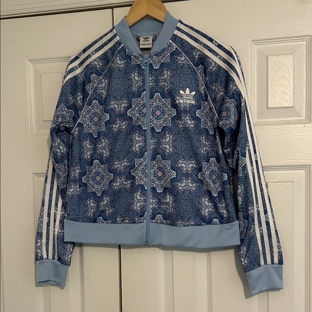 Adidas Blue Geometric Print Jacket